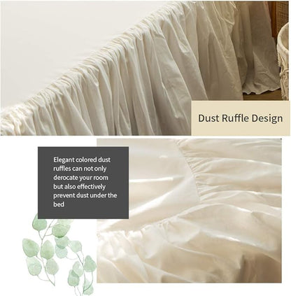 Simple&Opulence Belgian Linen Bed Skirt with Classic 16 inch Tailored Drop Dust Ruffle, Easy Fit Breathable Premium Natural Flax- Pleated White,King