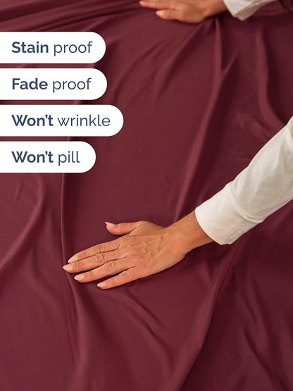 Extra Deep Pocket Full Sheets - 4 Piece Breathable & Cooling Bed Sheets - Hotel Luxury Bed Sheet Set - Soft, Wrinkle Free & Comfy - Easily Fits Extra Deep Mattresses - Deep Pocket Burgundy Sheets Set