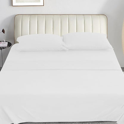 Magik & Kover Queen Sheet Set for Air Mattress - 4 Piece Queen Sheet Set Deep Pocket Up to 24 Inches - Soft & Breathable Air Mattress Sheets Queen Size with Extra Deep Pocket - White