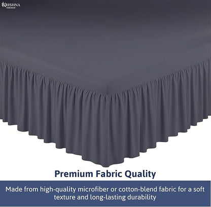 KRISHNA Ruffled Bed Skirt with Split Corners Full, 100% Microfiber Hotel Quality, 24 Inch Drop Dust Ruffle Gathered Bedskirt with Platform, 54" x 75", Dark Grey