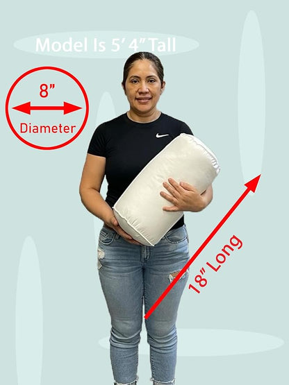 Pillowflex Bolster Pillow (8x18) - Round Roll Pillow Bolster Insert, Plush Polyester-Filled Insert for Decorative Shams, Odorless, Lint and Dust-Free Polyester Filling, No Lumps - (White)