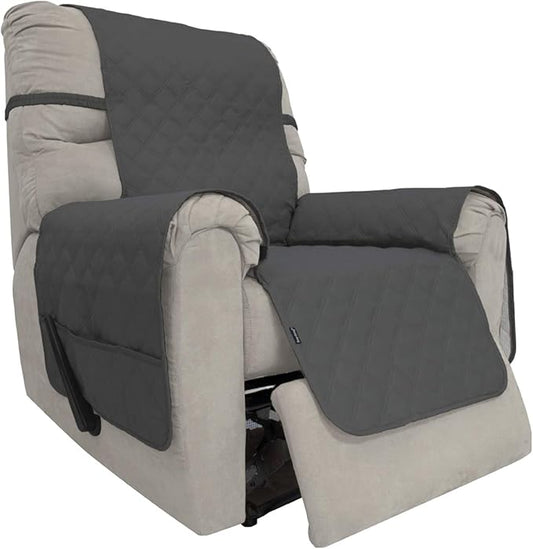 Easy-Going Sofa Slipcover Waterproof Recliner Chair Cover Non-Slip Fabric Couch Cover for Living Room Washable Furniture Protector for Pets Kids Children Dog Cat (Recliner, Dark Gray)