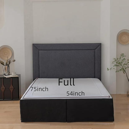 Full Bed Skirt, Wrap Around Bed Skirt with Pleated Corner, 18 Inch Drop Pleated Waffle Weave Bedskirts, Anti-Slip, Microfiber, Black, 18'' Full