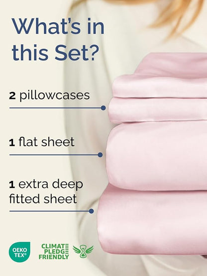 Extra Deep Pocket Cal King Sheets - 4 Piece Breathable & Cooling Bed Sheets - Hotel Luxury Bed Sheet Set - Soft, Wrinkle Free & Comfy - Easily Fits Extra Deep Mattresses - Lavender Pink Sheets Set