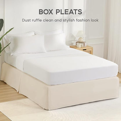 SONIVE Twin Bed Skirt,15" Drop Pleated Dust Ruffle,Classic Tailored Easy Fit Brushed Microfiber Skirts Hotel Quality Shrinkage & Fade Resistant Beige