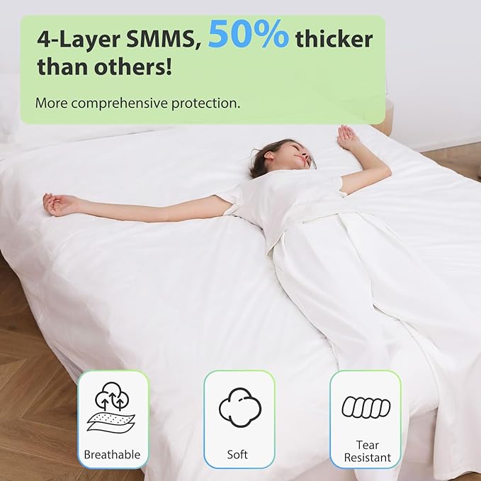 4 PCS Disposable Bed Sheet Queen Size, Disposable Sheet for Travel, Disposable Sheets with Quilt Cover and Pillowcase,Travel Sheet for Hotel Travel Essentials for Cruise,Camping,SPA