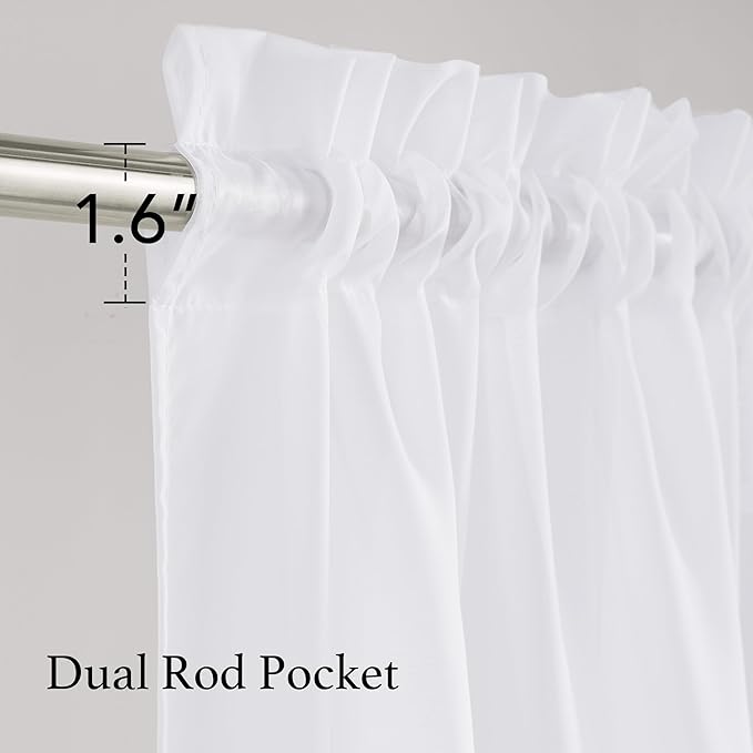 NICETOWN 90 Inch White Sheer Curtains for Bedroom Living Room 4 Panels, 42 inch Wide Rod Pocket Light Filtering Drapes Translucent Modern Voile Airy & Breathable Window Treatment