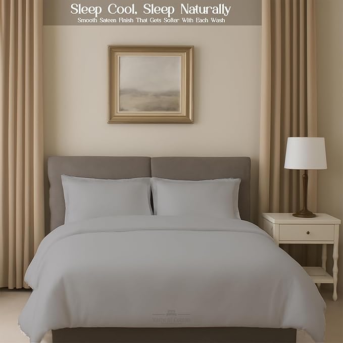 Sleeper Sofa 4 Piece Bed Sheet Set Premium Quality 100% Cotton 500 Thread Count, Smooth & Super Soft Sateen Weave, Extra Soft Bed Sheets, Wrinkle Free, 4 Inch Deep Pocket (Queen, Silver)