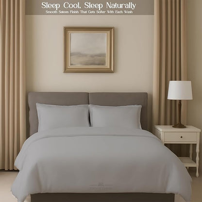 Sleeper Sofa 4 Piece Bed Sheet Set Premium Quality 100% Cotton 500 Thread Count, Smooth & Super Soft Sateen Weave, Extra Soft Bed Sheets, Wrinkle Free, 4 Inch Deep Pocket (Twin, Silver)