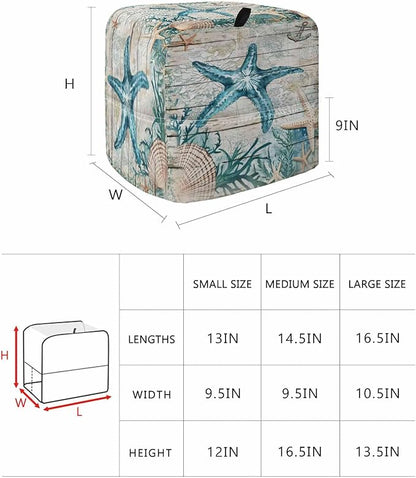 Turquoise Starfish Stand Mixer Dust Cover with Storage Pocket & Handles, Fits All Tilt Head & Bowl Lift Coastal Shells Kitchen Appliance Cover Organizer Nautical Anchor Wood Bag Accessories, 6-8 Quart