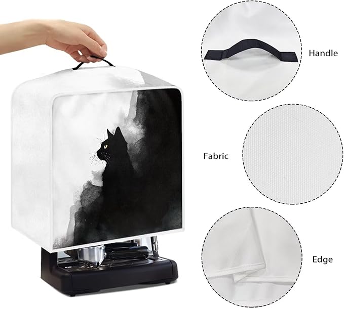 Coffee Maker Cover – Dust Protection Stain Resistant Washable Appliance Cover Kitchen Decoration Gifts For Coffee Lovers Ink-wash Cat Print
