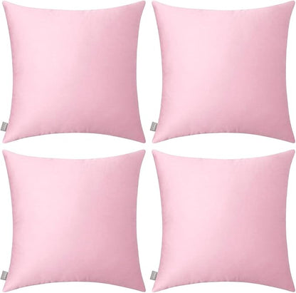 Thmyo 4-Pack 100% Cotton Comfortable Solid Decorative Throw Pillow Case Square Cushion Cover Pillowcases Sublimation Blank DIY Pillow Covers for Sofa(Only Covers, No Pillows)(16x16 inch/40x40cm,Pink)