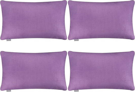 Thmyo 4-Pack 100% Cotton Lumbar Comfortable Solid Decorative Throw Pillow Case, Rectangle Cushion Cover Pillowcase Sublimation Blank Pillow Covers DIY Throw Pillowcase(12x20inch/30x50cm, Purple)