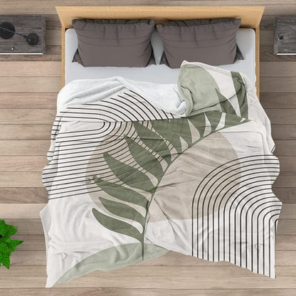 Boho Mid Century Throws Blankets Beige Yellow Modern Abstract Throw Blankets Minimalist Sun Boho Geometric Aesthetic Soft Warm Bed Bedding Women Blankets for Couch Bedroom Office 50"x60"