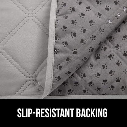 GORILLA GRIP Waterproof Bed Cover for Dogs, 82x52, Gripped Slip Resistant Backing, Leak Proof Washable Dog Blanket Covers Sofa, Couch, Sectional, Crate, Car, RV Seats, Pet Puppy Essentials, Light Gray
