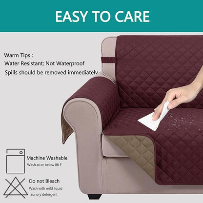U-NICE HOME Futon Sofa Covers Reversible Sofa Slipcover Armless Cover Furniture Protector Couch Cover Water Resistant (Futon, Burgundy/Tan)