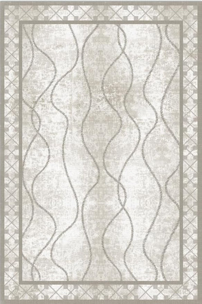 Washable Area Rugs 8x10, Non-Slip Rugs for Living Room Bedroom, Low Pile Large Soft Rug Alfombras, Modern Bordered Home Floor Rugs for Kids Playroom Office Dining Room Farmhouse, Beige