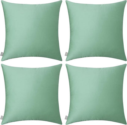 Thmyo 4-Pack 100% Cotton Comfortable Solid Decorative Throw Pillow Case, Square Cushion Cover Pillowcase Sublimation Blank Pillow Covers DIY Throw Pillowcase for Sofa(20x20 inch/ 50x50cm,Mist Green)