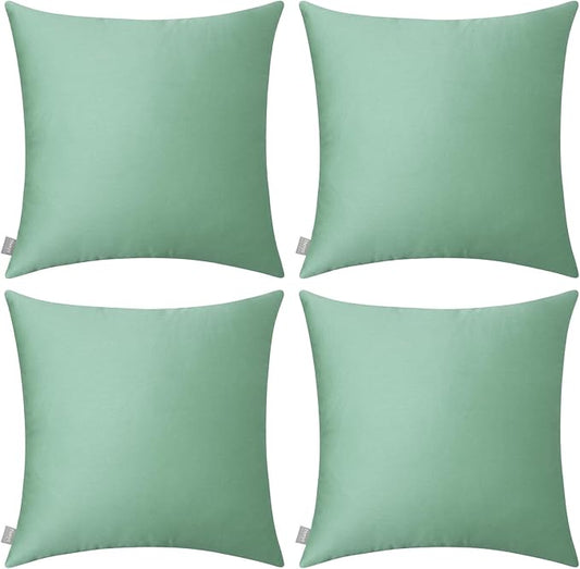 Thmyo 4-Pack 100% Cotton Comfortable Solid Decorative Throw Pillow Case, Square Cushion Cover Pillowcase Sublimation Blank Pillow Covers DIY Throw Pillowcase for Sofa(20x20 inch/ 50x50cm,Mist Green)