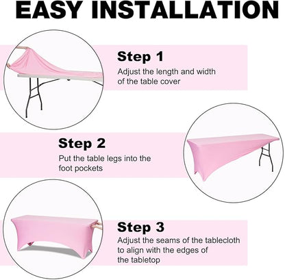 Trlyc 1 Pack 4FT Spandex Table Cloth - 48 x 30 Inch Rectangular Stretch Tablecloth, Wrinkle Resistant Scretch Table Cover for Wedding, Party, Banquet, Picnic, Outdoor Decoration (1Pcs,Pink)