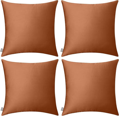 Thmyo 4-Pack 100% Cotton Comfortable Solid Decorative Throw Pillow Case, Square Cushion Cover Pillowcase Sublimation Blank Pillow Covers DIY Throw Pillowcase for Sofa(20x20 inch/ 50x50cm,Rust)