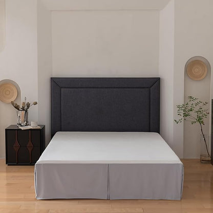 Queen Bed Skirt, Grid Plaid Soft Quadruple Pleated Ruffle Bed Skirt, Tailored Dust Ruffle 14 Inch Drop Easy Fit, Machine Washable (Silver Grey)