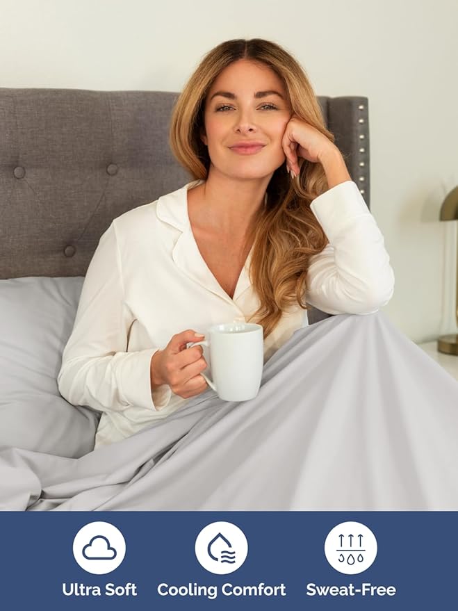 Extra Deep Pocket Twin Sheets - 3 Piece Breathable & Cooling Bed Sheets - Hotel Luxury Bed Sheet Set - Soft, Wrinkle Free & Comfy - Easily Fits Extra Deep Mattresses - Deep Pocket French Grey Sheets