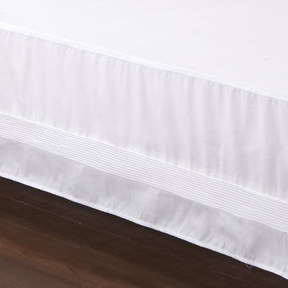 Valea Home Bed Skirt with Stitch on White Dust Ruffle with Split Corners, Durable Elegant Luxury Bedskirt King 14-inch Tailored Drop