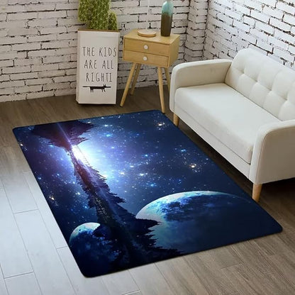 Outer Space Galaxy Area Rug for Boys Room 5x8 ft Soft Non-Slip Solar System 3D Planet Universe Rug for Kids Bedroom Living Room