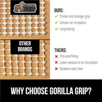 GORILLA GRIP Strong Rug Pad Gripper, 4x5 FT, US Designed, Grips Help Keep Area Rugs Safe and in Place, Slip and Skid Resistant Pads for Hard Floors, Under Carpet Mat Cushion and Hardwood Protection