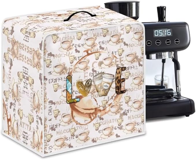 Mumeson Coffee Cup Coffee Maker Cover, Universal Waterproof and Dustproof Cover for Home Garage Office Pouch with Duarble Handle Kitchen Appliance Covers, Large