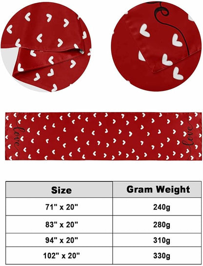 Valentine's Day White Love Hearts Bed Runners for Bedroom Hotel,Decorative Bedding Scarf Sweetheart and Quote on Red Bed End Blanket Bedding Runner Scarves for Queen Size Bed,94x20in