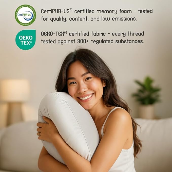 MELLO Lap Pillow for Reading – Memory Foam Gaming Pillow for Lap, Crochet, Crafting, Knitting, Elbow and Arm Support Cushion for Rest in Couch and Bed (Light Gray, Standard)