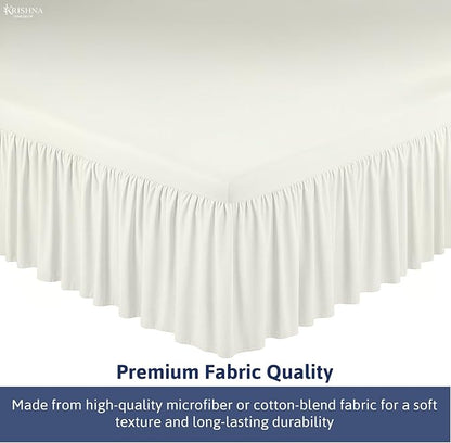 KRISHNA Ruffled Bed Skirt with Split Corners Full, 100% Microfiber Hotel Quality, 21 Inch Drop Dust Ruffle Gathered Bedskirt with Platform, 54" x 75", Ivory