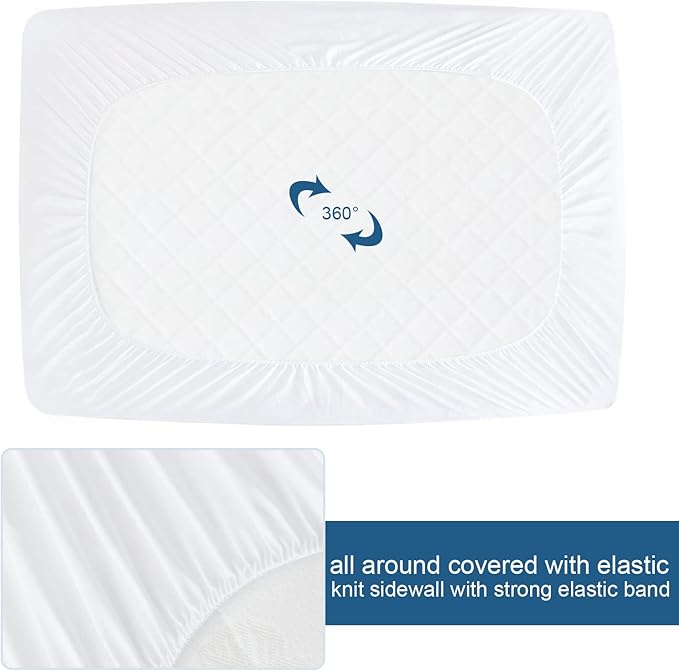 King Size Mattress Cover Protector 100% Waterproof Noiseless Mattress Topper Pad Bed Sheets Fitted up to 18'' Breathable Terry Ultra Soft & Skin-Friendly Mattress Protector King Machine Wash