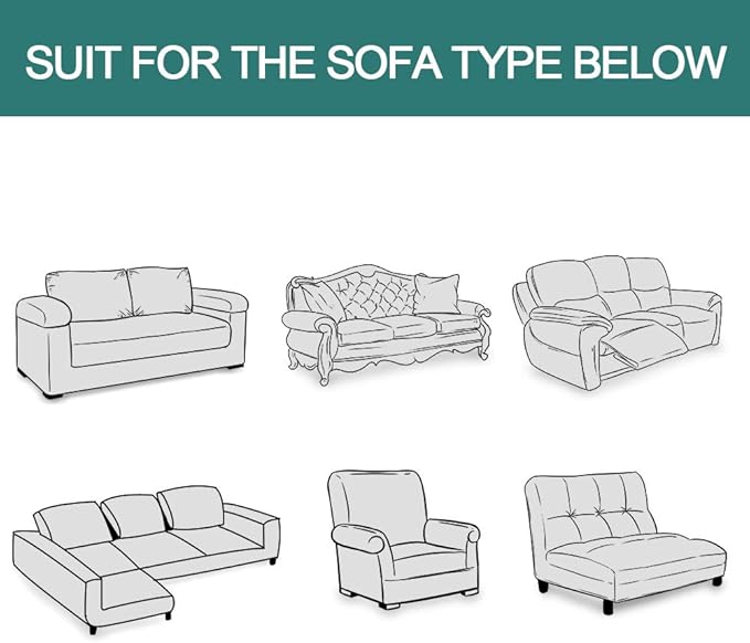 MYSKY HOME Light Grey Geometrical Sofa Covers, Sectional Couch Covers for 2 Cushion Couch Couch Cover Living Room Sofa Throws Sofa Slipcovers for Pets, Kids (Large, 71" x 102", Light Grey)