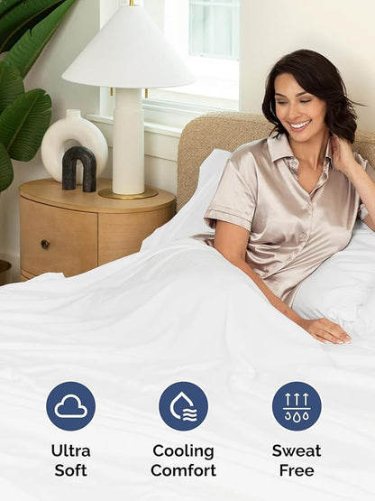 Extra Deep Cal King Fitted Sheet - Hotel Luxury Single Fitted Sheet Only - Easily Fits 18 inch to 24 inch Mattress - Ultra Soft, Wrinkle & Fade Free w/Extra Deep Pockets - Breathable & Comfy - White