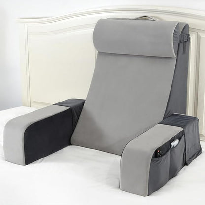 Vekkia 25" Extra-Large Adjustable Reading Pillow – 60° Ergonomic Wedge Backrest, 2 Large Side Pockets, Perfect for Tall Adults, Reading, TV, Gaming, Work, Nursing, Recovery