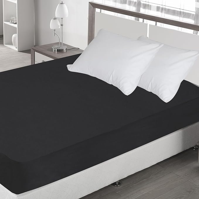 Twin Fitted Sheet Only, Super Soft & Cozy Twin Size Bed Sheets for Boys Kids with Deep Pocket to 14 Inch, Cooling Jersey Mattress Bottom Sheets,Shrinkage & Stain Resistant, Wrinkle Free, Black