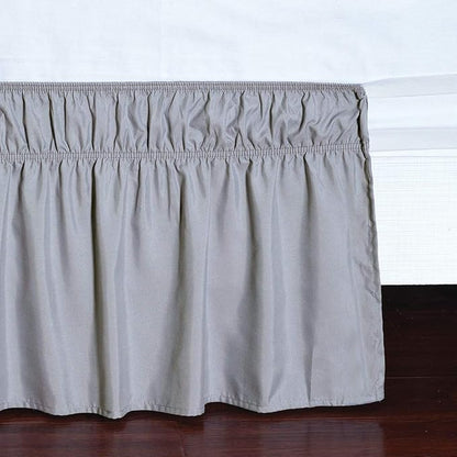 MEILA Wrap Around Bed Skirt Three Fabric Sides Elastic Dust Ruffled 16 Inch Tailored Drop,Easy to Install Fade Resistant-Grey, Twin/Full