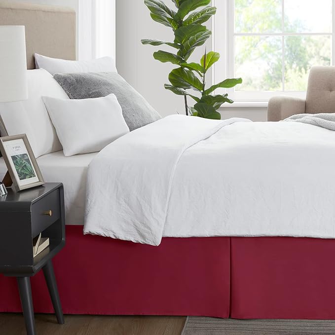 Nestl Red Heaven Bed Skirt King Size - King Bed Skirt 14 Inch Drop - Brushed Microfiber Bed Skirts - Hotel Quality Pleated Bed Skirt - Shrinkage & Fade Resistant