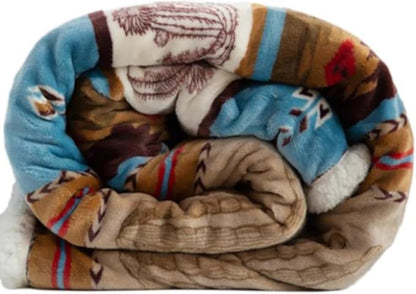 CARSTENS, INC. Ultra Premium Super Soft Plush Sherpa Fleece Oversized Throw Blanket 54" x 68", Cactus