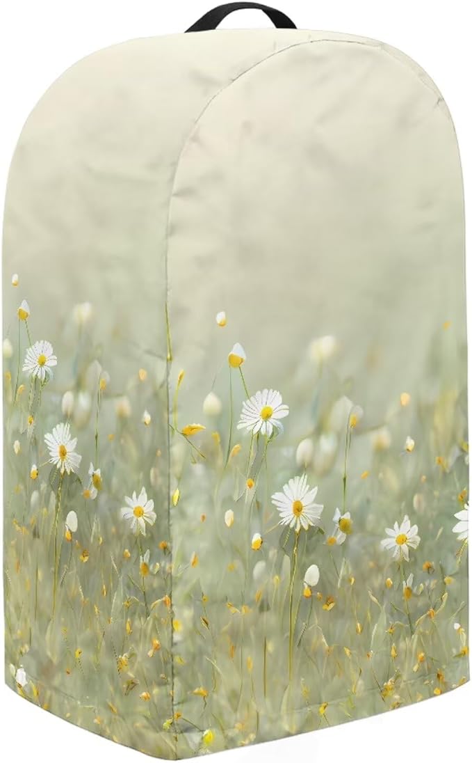 Daisy Floral Green Blender Cover with Drawstring Kitchen Appliance Cover Anti Fingerprint Dust Proof Stain Resistant Coffee Maker Food Processor Stand Mixer Cover for Home Decor