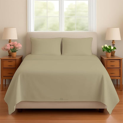 Sleeper Sofa 4 Piece Bed Sheet Set Premium Quality 100% Cotton 500 Thread Count, Smooth & Super Soft Sateen Weave, Extra Soft Bed Sheets, Wrinkle Free, 8 Inch Deep Pocket (Full, Beige)