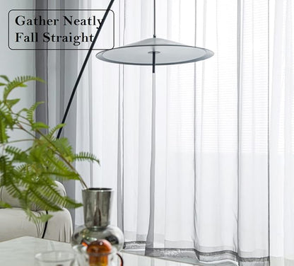 PI Short Sheer Curtains 45 inches Long with Grommet,Casual Voile Sheer Window Treatment for Study/Office 2 Panels (W52 X L45, Dark Grey)