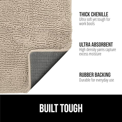 GORILLA GRIP SOAKSTOPPER Dog Door Mat, 48x30 Machine Washable Rug Absorbent Doormat Captures Moisture Mud Dirt, Quick Dry Soft Chenille Entryway Rugs Indoor Entrance Mats for Dog Paws, Beige