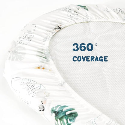 GRSSDER Stretch Ultra Soft Fitted Bassinet Sheets 3 Pack, Universal Fit for Bassinets Baby Cradle Moses Basket Oval Rectangle Mattress Safe and Snug, Stylish Watercolor Animals for Baby, Mint Green