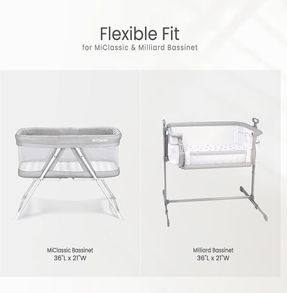 lulumoon Muslin Bassinet Sheets for Baby: Soft & Skin-Friendly Cotton Sheets for Boys and Girls - Fitted for MiClassic & Milliard Bassinet and Large Bedside Sleepers