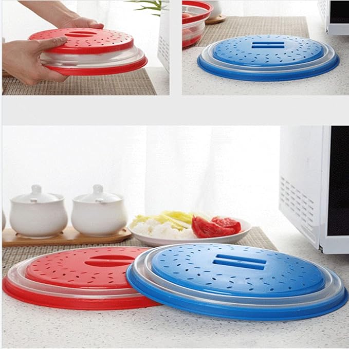 Collapsible Microwave Splatter Cover, 10.5 Inch, Dishwasher-safe, Microwave Plate Cover With Steam Vent，BPA-Free Silicone & Plastic (Old beige)
