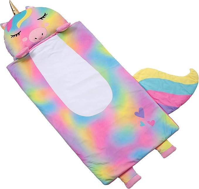 Kid's Nap Buddies Character Preschool Nap Mat, Toddler Sleeping Bag with Pillow for Daycare, Ages 3+